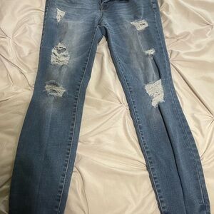 Aeropostale Blue Skinny Jeans Distressed Style